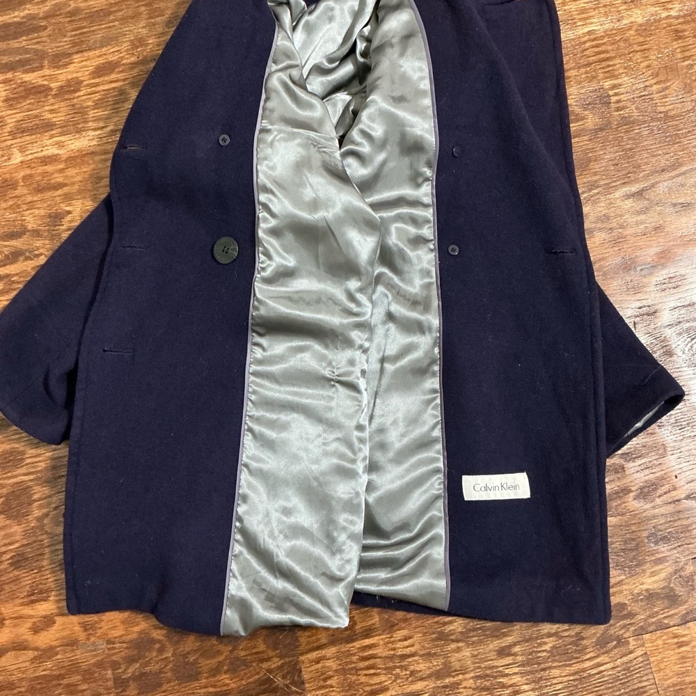 Calvin Klein Dark Blue Pea Coat - Picture 2 of 7